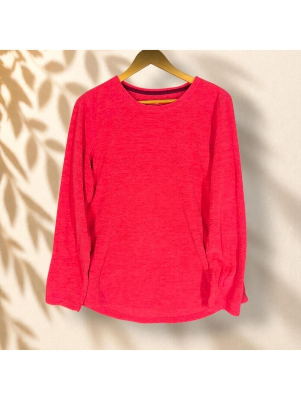 Tek Gear Activewear Top Women XL Pink Fleece Long Sleeve Round Neck Dry Tek